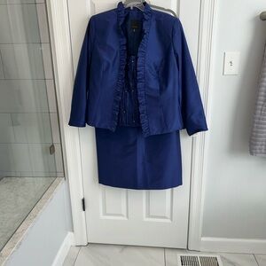 Blue Silk Women's Long Skirt Suit